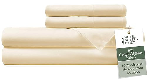 Hotel Sheets Direct Parure de lit 4 pièces pour très grand lit californien, 100 % viscose dérivée de bambou, avec 2 taies d'oreiller, literie de luxe rafraîchissante et respirante, évacuant