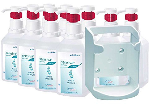 1 x Set, 10 x 1000 ml sensiva® Wash Loción hyclick, loción de lavado, 1 x Dispensador de pared para cuadrado botellas