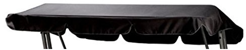 Mandalika Garden Sonnendach für Hollywoodschaukel Monte Carlo, Schwarz | ca 205 x 127 cm, mit Volant, 100% Polyester, Wasserabweisend, UV-Schutz 50 Plus