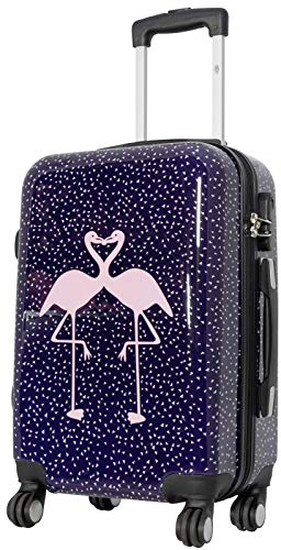 Trendyshop365 Handgepäckkoffer Motiv Flamingo Pink 57 cm 38 Liter 4 Räder Bunt Zahlenschloss