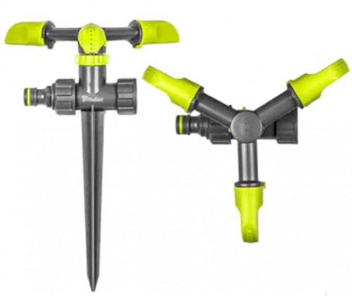 Bradas 3-Arm Kreisregner mit Erdspieß Sprinkler Impulsregner Bewässerung Rasensprenger Lime LINE 2143