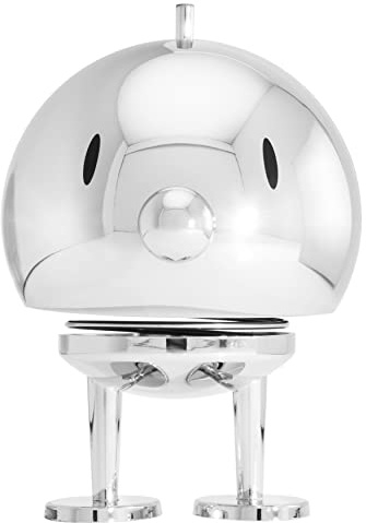 Hoptimist Bumble, wobble figur, skandinavisk dekoration för vardagsrum, skrivbord, kontor, hall, badrum, modern & skandinavisk, bra present, 7,5 x 8,5 x 10,7 cm, medium, krom