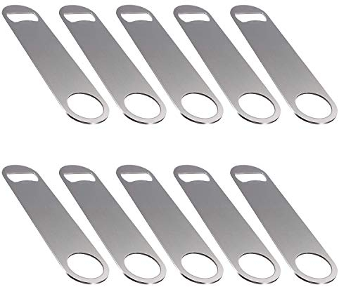 Coolty Lot de 10 décapsuleurs plats en acier inoxydable avec poignée revêtue (argenté)