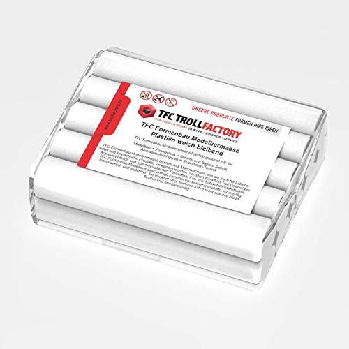 TFC Troll Factory Modelliermasse I Knete für Kinder I Formenbau Plastilin I weich bleibend, weiß I 500 g (2 x 250 g)