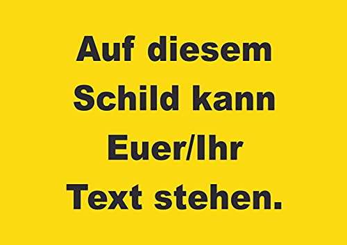 HB-Druck Schild mit Wunschtext waagerecht schwarz-gelb ohne Rahmen A1 Rückseite selbstklebend