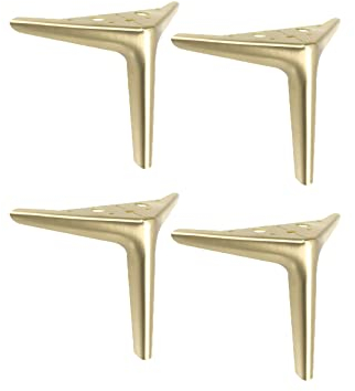 Metall Möbelfüße Tischbeine Dreieck DIY Möbelbeine für Schrank Sofa Couchtisch TV-Schrank und Andere Gebürstetes Gebürstetes Kupfer 4 Stück (19cm)