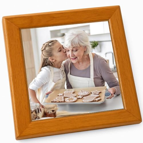 Personalisierbarer Topfuntersetzer mit Foto – Holzuntersetzer mit bedruckter Keramikplatte – Dekoratives Küchenaccessoire & originelle Geschenkidee