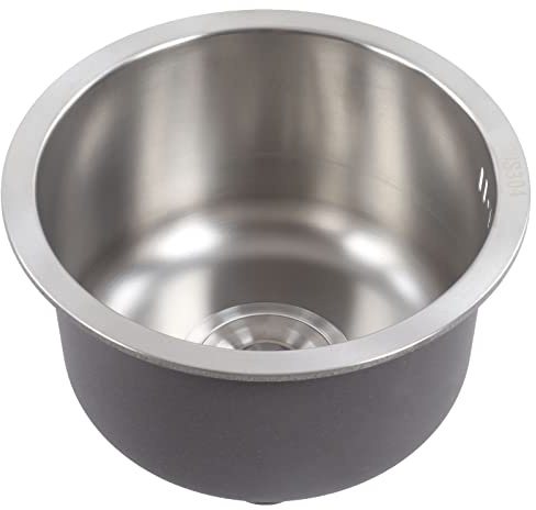 Évier Rond en Acier Inoxydable de 30 Cm, évier de Cuisine à Double Cuve avec Capacité Profonde, Tuyau et Accessoires Résistant aux éclaboussures, Petit évier de Camping-car pour Camping-car, Bar