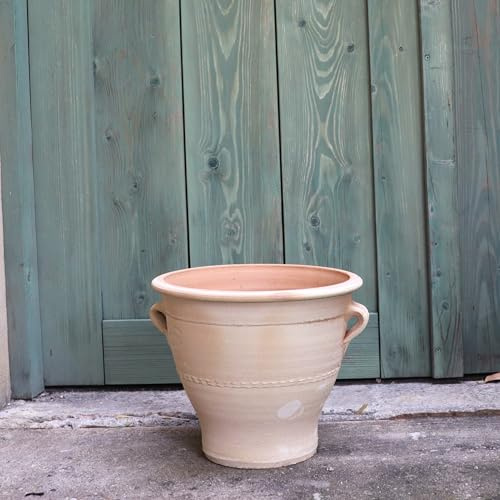Palatina Werkstatt 100% handgefertigter Terracotta Blumentopf Rosa 25cm aus Griechenland - Exklusive & natürliche Atmosphäre für Ihren Garten & Zuhause