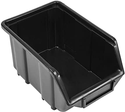 botle 50 Stck Sortierboxen Lagerboxen Stapelboxen Werkstatt Stapelkisten Sichtlagerkasten Eco Box Schwarz 24,5x16x12,5cm Sortierkasten
