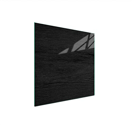 DarHaus Plaque de recouvrement, 50 x 52 cm, en verre, pour cuisinières électrique, à induction, convient comme décoration, protection anti-éclaboussures ou planche à découper, Bois Noir