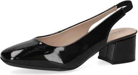 CAPRICE Slingpumps för damer av läder med lack, Svart patent, 37 EU