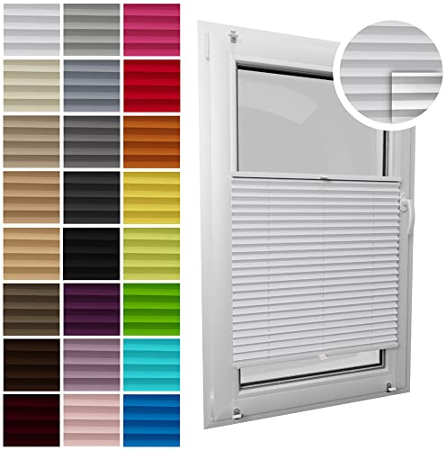 STELGE - Premium Thermo Plissee ohne Bohren I nach Maß I Breite 30-129 cm I Höhe 150-230 cm I Blickdicht und Lichtdurchlässig Rollos I Hochwertigsten Materialien I 24 Farben