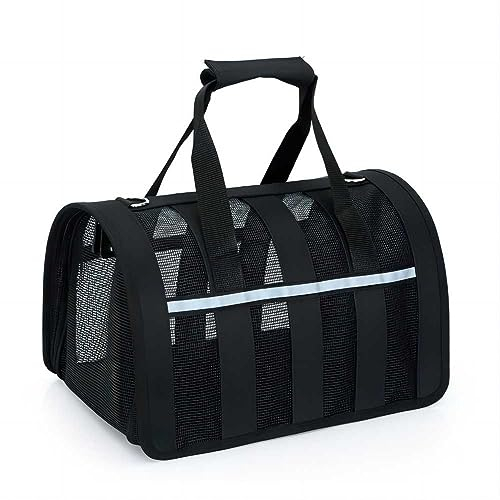 AURMOO Hundetasche, Haustier Transportbox Katze, Faltbare Hundebox, Haustier Hransportboxen, Hundetasche, für Mittelgroß, Klein Hunde und Katzen, Weich,Belüftet(S: L33xW23xH23cm, Schwarz)
