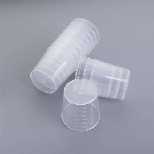 20 Stück 30 ml Kunststoffbecher, transparente Messbecher, Skalenbecher, Epoxid-Mischbecher, perfekt für Labor, Malerei, Kosmetikherstellung