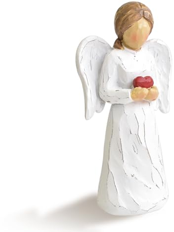CUNTAUK Guardian Angel Statue, Healing Angel Figurines for Women, Resin Angel Statue Holding a Heart for Thanksgiving Christmas Home Decor Ornament Memorial Gifts