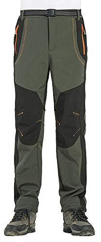 Duohropke Herren Gefüttert Softshellhose, Wasserdicht Outdoorhose, Atmungsaktiv Wanderhose Winterhose, Verdickte Warm Skihose
