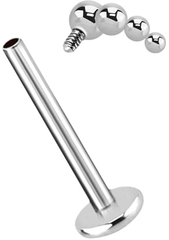 Helix Piercing Labret Stud, 1,2 mm mit Bogen aus 4 Kugeln