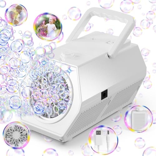 Panamalar Macchina per Bolle di Sapone, Macchina Automatica Bolle 15000+ Grandi Bolla/Min per Bambini, 2 Velocità Giocattoli Portatili Bolla di Sapone con 240ml Soluzione, Feste All'aperto Matrimoni