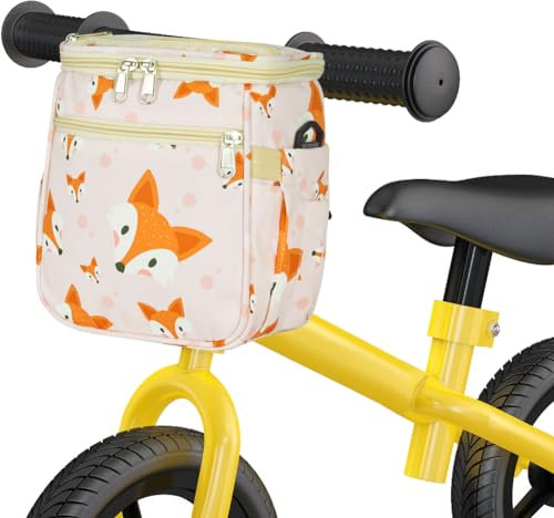 Fahrradkorb mit Lenkertasche für Kinder - Wasserdichte Fahrradtasche Vorne mit Abnehmbarer Schultergurt für Kleinkinder, Dreirad, Laufrad