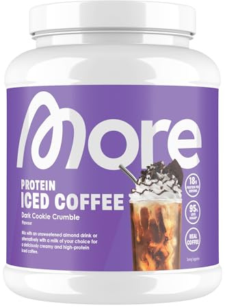 MORE Protein Iced Coffee, 500g, Dark Cookie Crumble | Eiskaffee mit wertvollen Proteinen, wenig Zucker und Fett - made in Germany