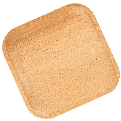 Mikinona Data [ Vassoio Versatile Per Dessert e Piatto Di Frutta in Legno Di Faggio 12,8x12,8 Cm Piccolo Sottovaso Per Frutta Rustico Per Ristorante Casa e Fotografia