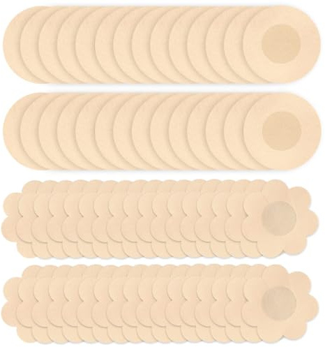 DILYUPE 100 Pièces Protège-tétons Invisibles, Jetables Cache Tétons Nipple Cover Breast Petals Stickers, Cache Teton Femme, Respirants Couvre Seins Mamelons, Ronde & Prune