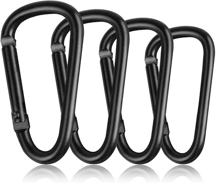 CZNBZIU 4 Stück Schraubkarabiner-Set, Karabinerhaken Aus Aluminium, Belastbar Und Robust, Materialkarabiner Für Camping, Wandern Und Mehr - Schwarz