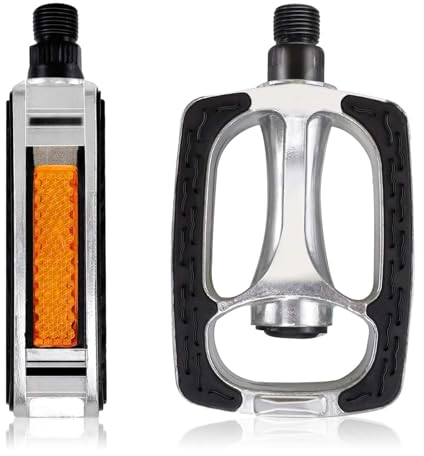 1 Paar Pedale Fahrrad, Fahrradpedale rutschfest mit Gummi und Reflektoren MTB Pedale Aluminium Fahrradpedalen für Mountainbikes Falträder Rennrad E-Bike