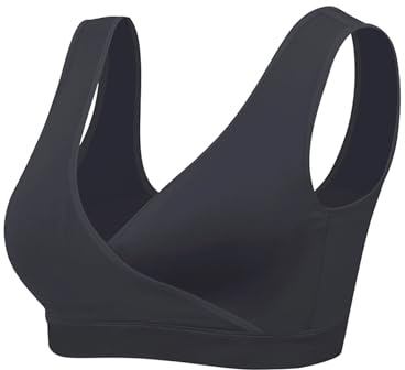 Lemef Nursing Sleep Bras Wirefree Maternity Breastfeeding Bras No Padding Black Size XL