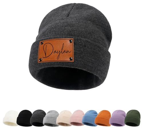ZOTIMEF Personalisierte Baby-Beanie-Mütze - Individueller Name Gestrickte Beanies Mützen für Kleinkinder bis Erwachsene Geschenke