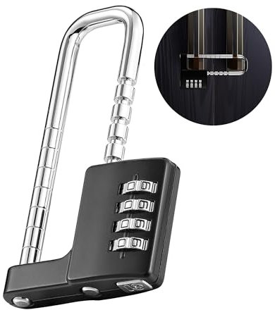 Lpraer Lot de 2 cadenas à combinaison avec longue anse - Combinaison à 4 chiffres - Cadenas à anse réglable pour l'école, la salle de sport, le casier, la clôture, le portail, le refroidisseur, la