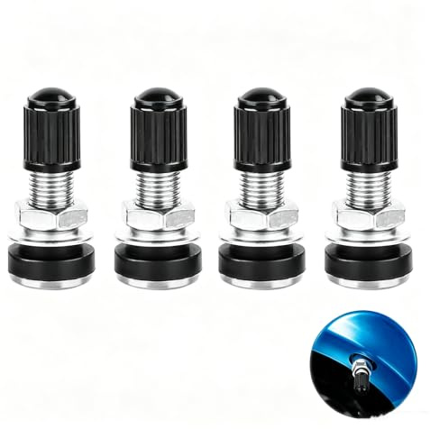 Wjelet 4 Stück 32mm Autoventil Reifenventil Rohrloses Ventil Auto Metall Reifenventilmünde Mit Staubdichtem Abdecken für Autos Motorrad Fahrrad