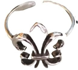 Bague Ajustable en Métal avec Motif Fleur de Lys