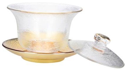 PHENOFICE 1set Tazze Da Tè Cristallo Con Decorazioni Dorate Elegante Tazza Da Tè Cinese Per Uso Domestico Design Creativo e Pratico