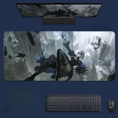 GeRRiTL NieR:Automata Desk Mat,XXL Mouse Mat,Big Desk Protector Laptop Computer Mat,Large Gaming Mouse Pad,Waterproof Desk Pad (2B -8, 800 * 300 * 3mm)