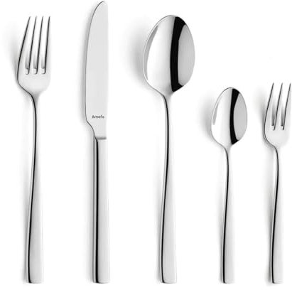 Amefa Fresh Besteckset 6 Personen, Besteck Set 30-teilig, Edelstahl Rostfrei, Besteck Spülmaschinenfest, Essbesteck, Tafelbesteck