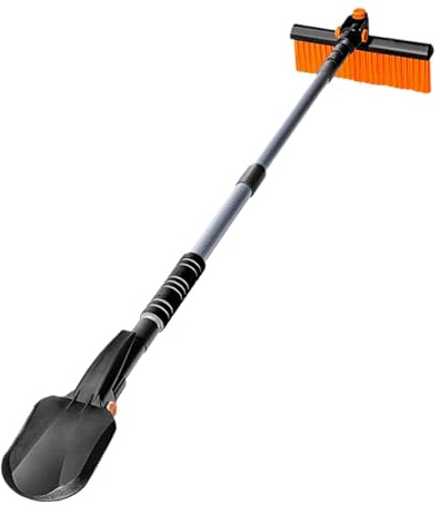 Streysisl Pelle à neige pliable, brosse à neige extensible avec poignée en éponge | Outil de déneigement portable pour l'hiver, grattoir à glace multifonction pour camions, SUV, véhicules