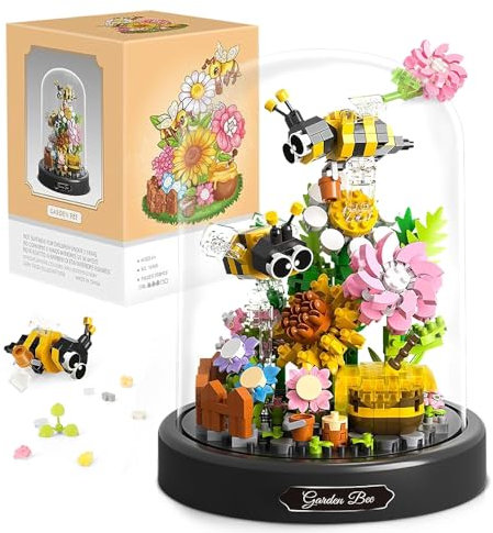 JOAASU Flower Bouquet Building Blocks, 588 Pcs Flowers and Insect Micro Building Set, Bees Flowers Animals Building Blocks with Dust Cover, Flower Bouquet Building Set Gift for Her Mom Wife Girlfriend