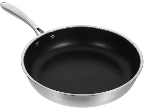 Alipis Padella Antiaderente in Acciaio 30 Cm Fondo Piatto a Nido D’ape, Padella Per Friggere Uova e Bistecche, Manico Ergonomico Per Cucina Domestica Compatibile Con Tutti i Piani Cottura