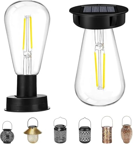 Solarleuchten Ersatzteile Solar Glühbirnen für Draußen Wetterfest Garten Solarleuchten Ersatz Top mit Heller LED Glühbirne Solar Ersatzdeckel Solarpanel für Solarlaterne Solarlampen Außen (7cm-2PCS)
