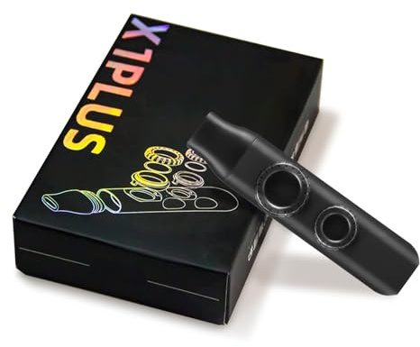 AKOOSY Schwarzes Kazoo Inklusive Ersatzband und Runden Membranen mit Doppel Loch Design Musikinstrument aus Abs und Silikon Einfach zu Spielen für Erwachsene