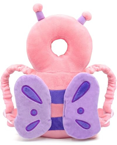 Baby Kopfschutz, Atmungsaktive Baby Head Schutzpolster, Verstellbares Baby Schutzkissen, zum Kleinkinder Krabbeln und Laufen Lernen, für Kinder Von 4 Bis 24 Monatenh: Schmetterling