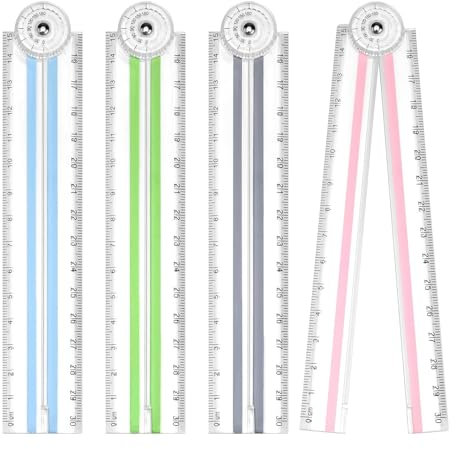 4 reglas plegables, regla plegable de 30 cm, regla plegable transparente, reglas rectas transparentes portátiles y duraderas, reglas geométricas de plástico de colores brillantes de 15 cm, ideal para