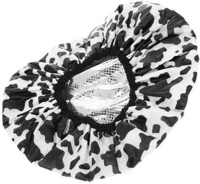 Hemobllo Gorro de Ducha Reutilizable para Mujeres Gorro Protección Térmica y Elástica Print de Vaca