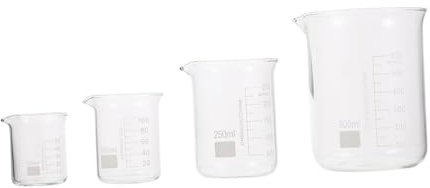 Luxshiny 4pezzi Misurino in Vetro Con Scala Becher in Vetro Strumento Di Misurazione Da Laboratorio Accessorio Da Laboratorio Per Uso Domestico e Professionale