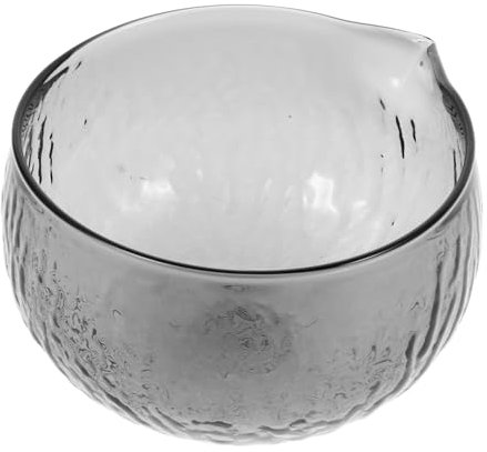 Healifty Clear Glass Matcha Bowl with Spout Textured Japanese Tea Mixing Cup for Traditional Matcha Ceremony for Tea Enthusiasts and Flavor Preservation