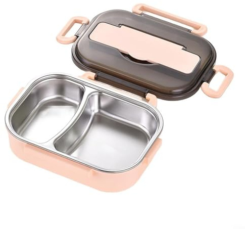 Puupaa Boîte à déjeuner isotherme en acier inoxydable de 1 L avec couverts, récipient à déjeuner portable pour repas chauds ou froids, pour l'école, le travail, les voyages (rose)