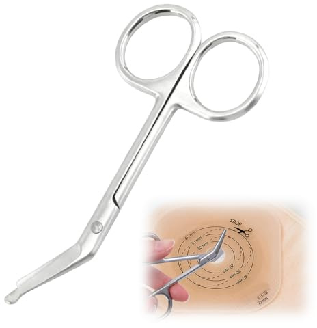 GNALIA Ciseaux Médicaux De Poche Pour Stomie – Avec Pointe Ronde Émoussée Pour Soins De Colostomie Et D'Iléostomie, En Acier Inoxydable Argenté, Longueur 110Mm, 1 Unité