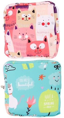 NULYLU Bolsas de Almacenamiento Portátiles para Toallas Sanitarias 2 Piezas Bolsa para Compresas y Discos de Lactancia Tamaño Compacto para Mujeres y Niñas